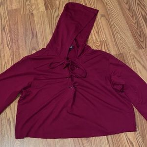 Burgundy cropped Express hoddie side XS